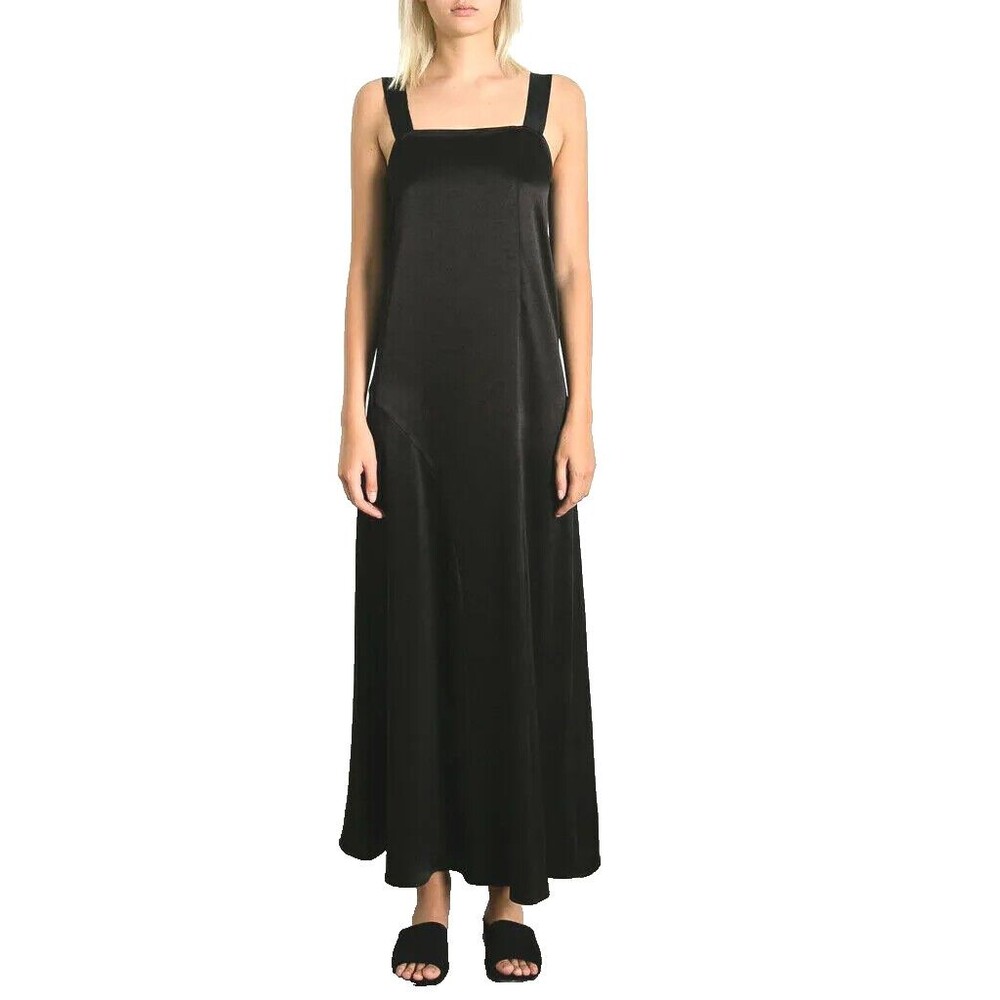 Georgia Alice Slow Wave Dress Size 2 US Women Black Satin Maxi Sleeveless